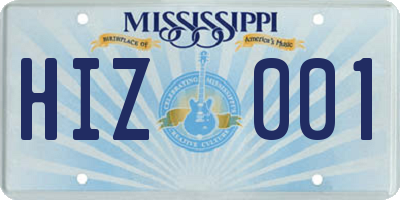 MS license plate HIZ001