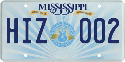 MS license plate HIZ002
