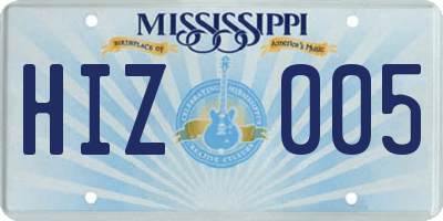MS license plate HIZ005