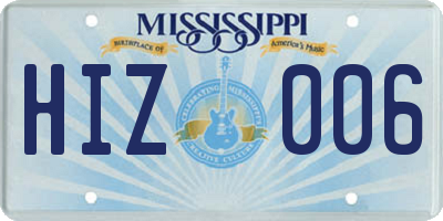 MS license plate HIZ006