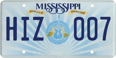 MS license plate HIZ007