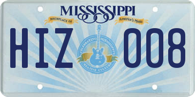 MS license plate HIZ008