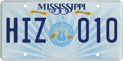 MS license plate HIZ010