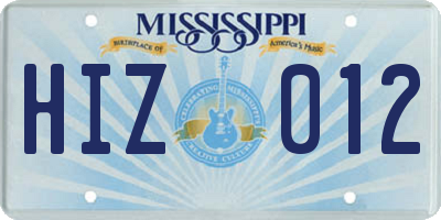 MS license plate HIZ012