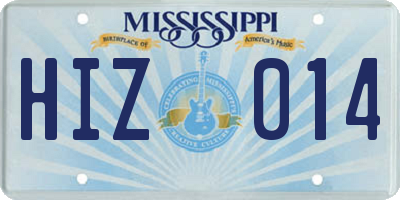 MS license plate HIZ014