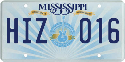 MS license plate HIZ016