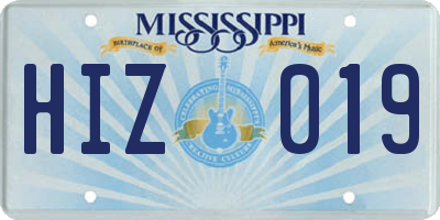 MS license plate HIZ019