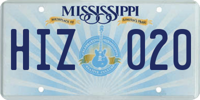 MS license plate HIZ020