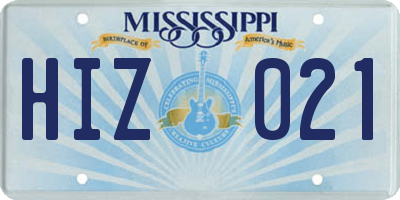 MS license plate HIZ021