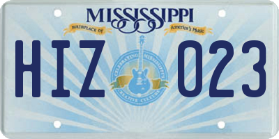 MS license plate HIZ023