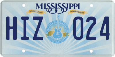 MS license plate HIZ024