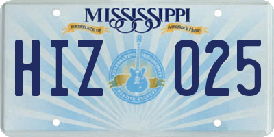 MS license plate HIZ025