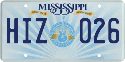 MS license plate HIZ026