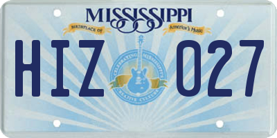 MS license plate HIZ027