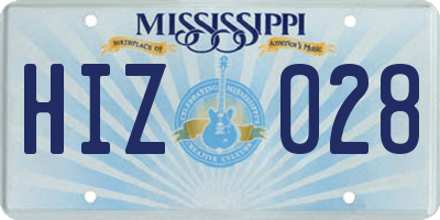 MS license plate HIZ028