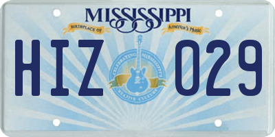 MS license plate HIZ029