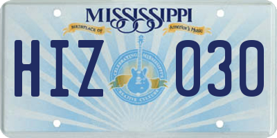 MS license plate HIZ030