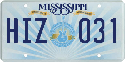 MS license plate HIZ031