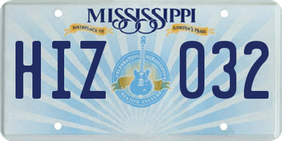 MS license plate HIZ032