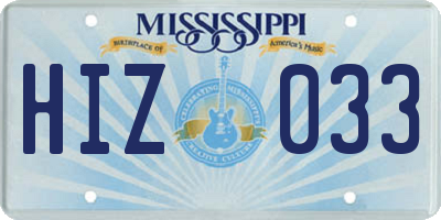 MS license plate HIZ033