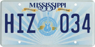 MS license plate HIZ034