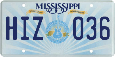 MS license plate HIZ036