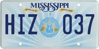 MS license plate HIZ037