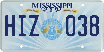 MS license plate HIZ038