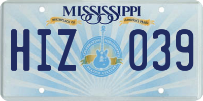 MS license plate HIZ039