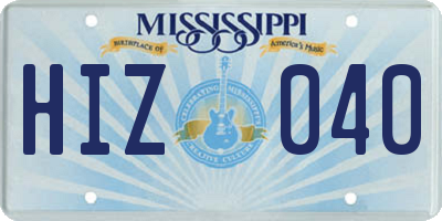 MS license plate HIZ040