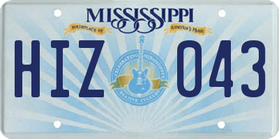 MS license plate HIZ043