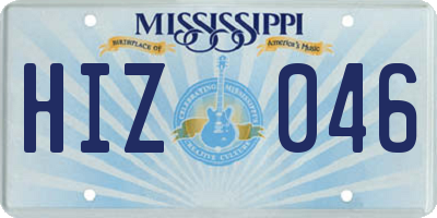 MS license plate HIZ046