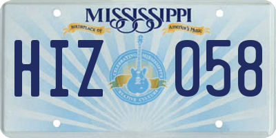 MS license plate HIZ058
