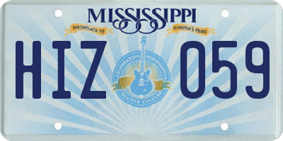 MS license plate HIZ059