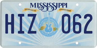 MS license plate HIZ062