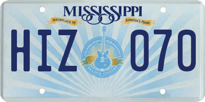MS license plate HIZ070
