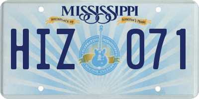 MS license plate HIZ071