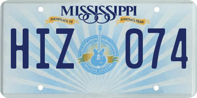 MS license plate HIZ074