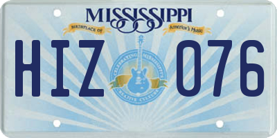 MS license plate HIZ076