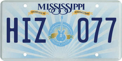 MS license plate HIZ077