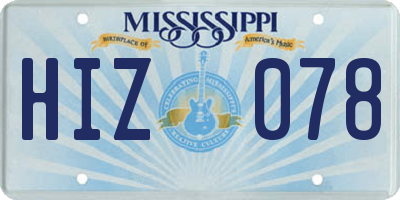 MS license plate HIZ078