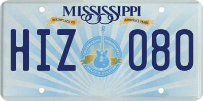 MS license plate HIZ080