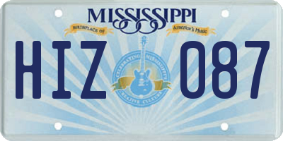 MS license plate HIZ087