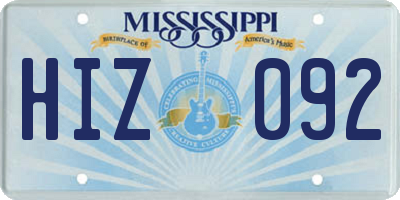 MS license plate HIZ092