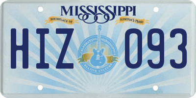 MS license plate HIZ093