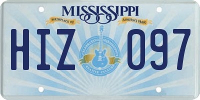 MS license plate HIZ097