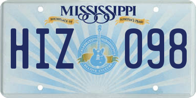 MS license plate HIZ098