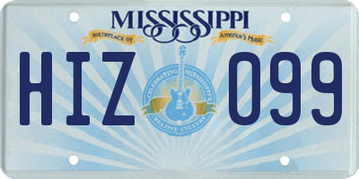 MS license plate HIZ099