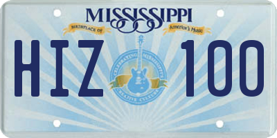 MS license plate HIZ100