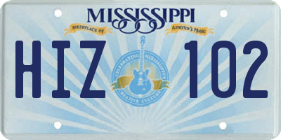 MS license plate HIZ102